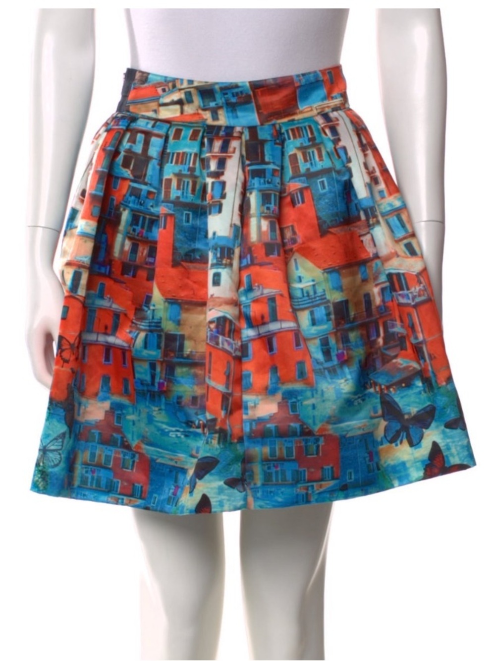 Alice + Olivia Venetian Butterfly Paradise Print Box Pleated Stora Skirt 8